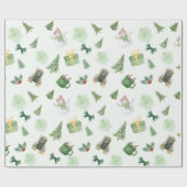 緑モダン水色クリスマスラッピング紙 ラッピングペーパー (フラット)