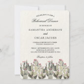 緑モダン水色サボテン 招待状 (正面)