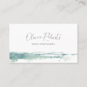 緑モダン水色スクリプト小 名刺 (正面)