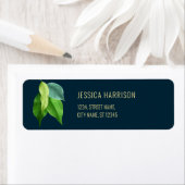 緑モダン深いブルーエレガントグ葉リーズ ラベル (インサイチュ)