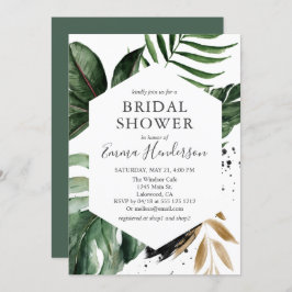 緑モダン熱帯ブライダルシャワー 招待状