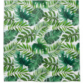 緑モダン熱帯水の色葉の シャワーカーテン (正面)