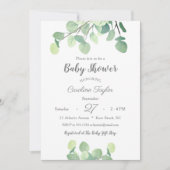 緑モダン男女兼用のシンプル赤ちゃんシャワー 招待状 (正面)