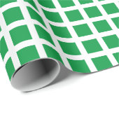 緑モダン白い格子付き市松模様に休日 ラッピングペーパー (ロールコーナー)