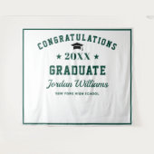 緑モダン白の卒業パーティーの写真の背景 タペストリー (正面(横))