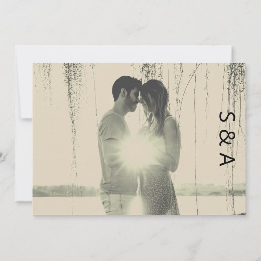 緑モダン白カスタム写真ア結婚パサンド 招待状 (裏面)