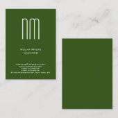 緑モダン白ユニークモノグラムプロフェッショナル 名刺 (正面/裏面)