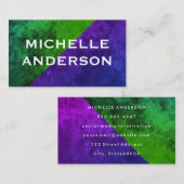 緑モダン紫色の色ブロック 名刺 (正面/裏面)