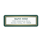 緑モダン縁ど金ゴールドと白差出人住所 ラベル (正面)