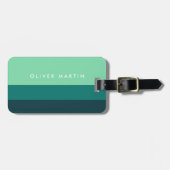 緑モダン色とティール（緑がかった色）色ブロック ラゲッジタグ (正面横)