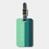 緑モダン色とティール（緑がかった色）色ブロック ラゲッジタグ (正面縦)