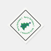 緑モダン色のクリスマスツリー スタンダードカクテルナプキン (角)