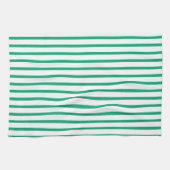 緑モダン色のストライプキッチンタオル キッチンタオル (横)