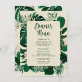 緑モダン色のトロピカル離れの結婚ディナー メニュー (正面/裏面)