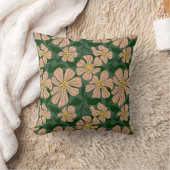 緑モダン色のベージュ離れの花 クッション (ブランケット)