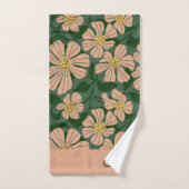 緑モダン色のベージュ離れの花 バスタオルセット (ハンドタオル)
