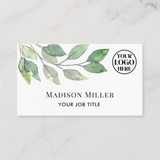 緑モダン色のロゴ 名刺 (正面)