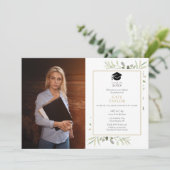 緑モダン色の水彩卒業パーティーの写真 招待状 (スタンド正面)