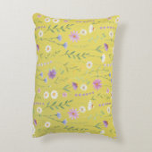 緑モダン色の水素朴色フローラ アクセントクッション (裏面(縦))