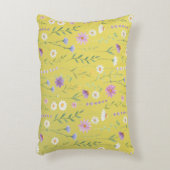 緑モダン色の水素朴色フローラ アクセントクッション (正面(垂直))