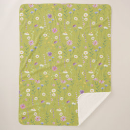緑モダン色の水素朴色フローラ シェルパブランケット