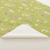 緑モダン色の水素朴色フローラ シェルパブランケット (3/4)