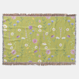 緑モダン色の水素朴色フローラ スローブランケット