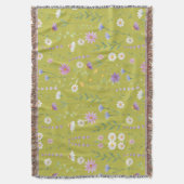 緑モダン色の水素朴色フローラ スローブランケット (正面縦)