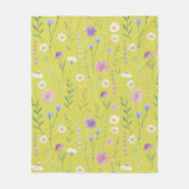 緑モダン色の水素朴色フローラ フリースブランケット (正面)