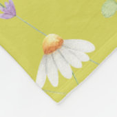 緑モダン色の水素朴色フローラ フリースブランケット (角)