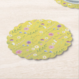 緑モダン色の水素朴色フローラ ペーパーコースター