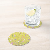 緑モダン色の水素朴色フローラ ペーパーコースター (インサイチュ)