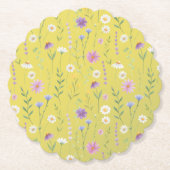 緑モダン色の水素朴色フローラ ペーパーコースター (正面)