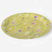 緑モダン色の水素朴色フローラ ペーパープレート (アングル)