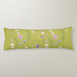 緑モダン色の水素朴色フローラ ボディピロー