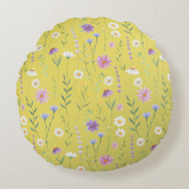緑モダン色の水素朴色フローラ ラウンドクッション