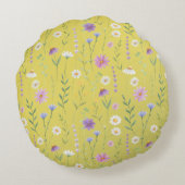 緑モダン色の水素朴色フローラ ラウンドクッション (裏面)