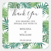 緑モダン色の熱帯離れ結婚の スクエアシール (正面)
