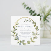 緑モダン色の青と金ゴールドブライダルシャワー 招待状 (スタンド正面)