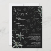 緑モダン色の黒い写真婚約した 招待状 (正面)