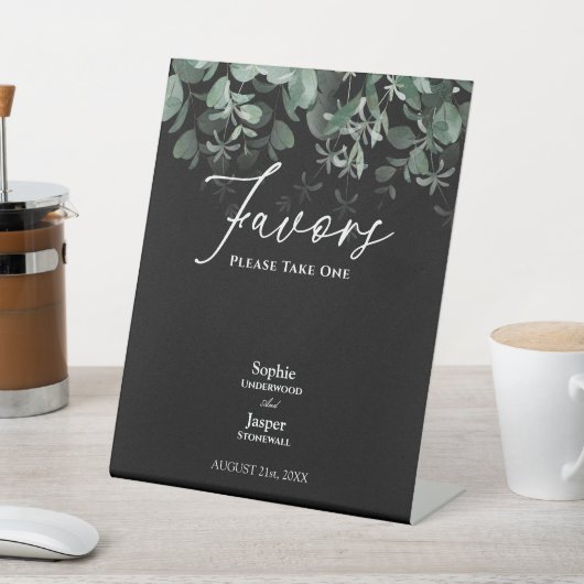 緑モダン色の黒結婚式の引き出物 台座サイン (インサイチュ)