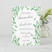 緑モダン色オリーブ結婚枝 招待状 (スタンド正面)