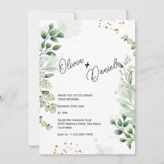 緑モダン色タイポグラフィ結婚式招待状 招待状 (正面)