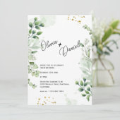 緑モダン色タイポグラフィ結婚式招待状 招待状 (スタンド正面)