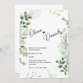 緑モダン色タイポグラフィ結婚式招待状 招待状 (正面/裏面)