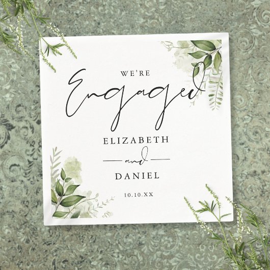 緑モダン色フローラ婚約パーティ スタンダードカクテルナプキン