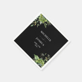 緑モダン色フローラ白黒結婚ズ スタンダードカクテルナプキン (角)