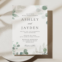 緑モダン色春の結婚式招待状