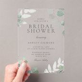 緑モダン色春ブライダルシャワー アクリル招待状 (インサイチュ (ポータブル))