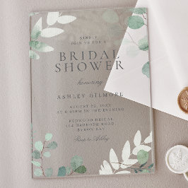 緑モダン色春ブライダルシャワー アクリル招待状